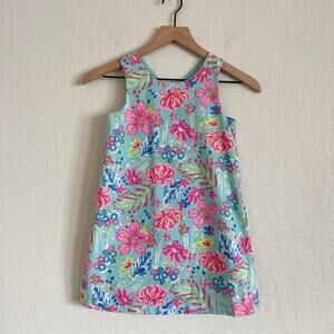 Tommy Bahama Girls Colorful Tropical Floral Sleeveless Dress 7 Pink Blue Party